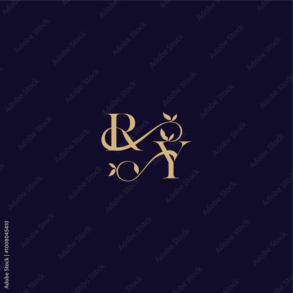 beauty leaf monogram logo organic and elegant concept RY wedding initial letter beauty leaf monogram logo organic and elegant concept RY wedding initial letter