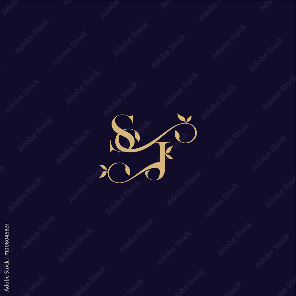 beauty leaf monogram logo organic and elegant concept SJ wedding initial letter beauty leaf monogram logo organic and elegant concept SJ wedding initial letter