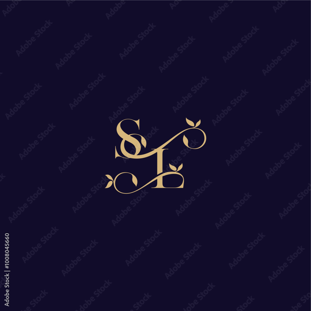 beauty leaf monogram logo organic and elegant concept SL wedding initial letter beauty leaf monogram logo organic and elegant concept SL wedding initial letter