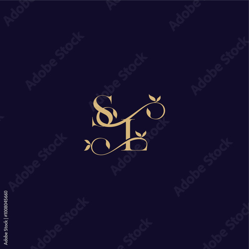beauty leaf monogram logo organic and elegant concept SL wedding initial letter