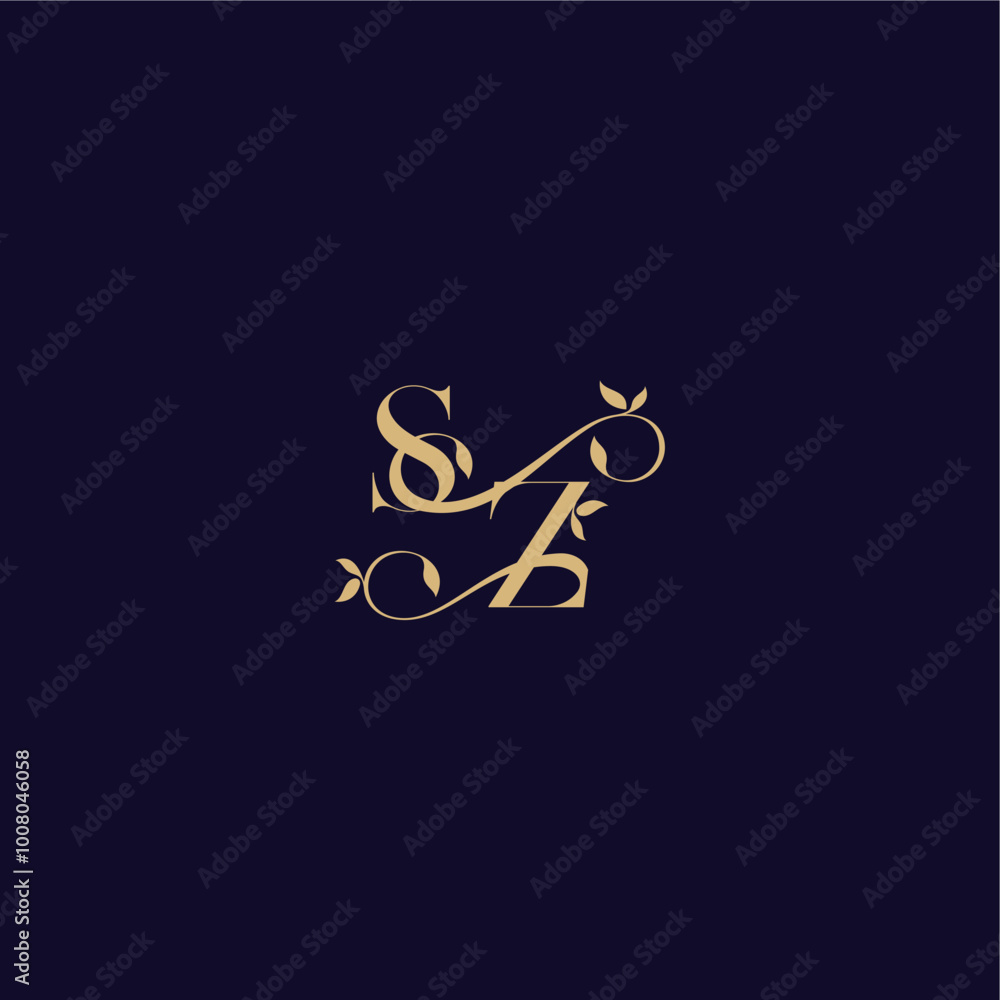 beauty leaf monogram logo organic and elegant concept SZ wedding initial letter beauty leaf monogram logo organic and elegant concept SZ wedding initial letter