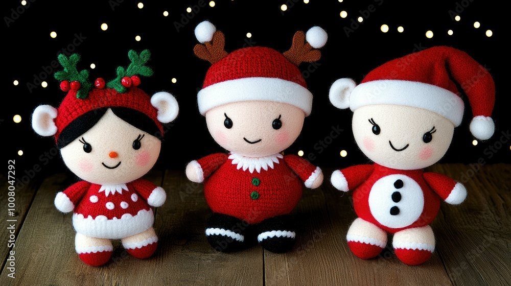 An artistic flat lay of completed felt crafts, including plush toys, decorative ornaments, and holiday decorations, beautifully displayed on a rustic backdrop. --chaos 70 An artistic flat lay of completed felt crafts, including plush toys, decorative ornaments, and holiday decorations, beautifully displayed on a rustic backdrop. --chaos 70