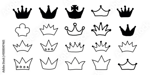 unique crown icon set for royal branding