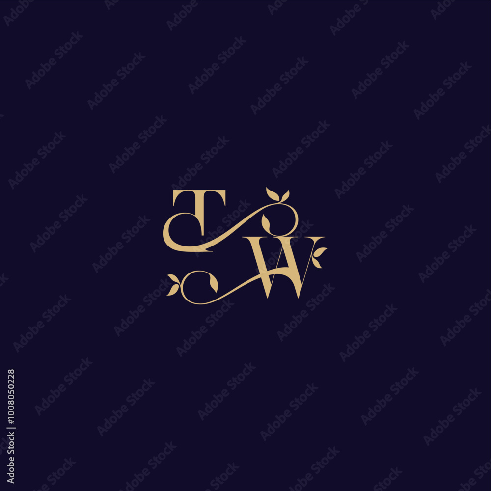 organic and elegant concept TW beauty leaf monogram logo letter wedding initial organic and elegant concept TW beauty leaf monogram logo letter wedding initial