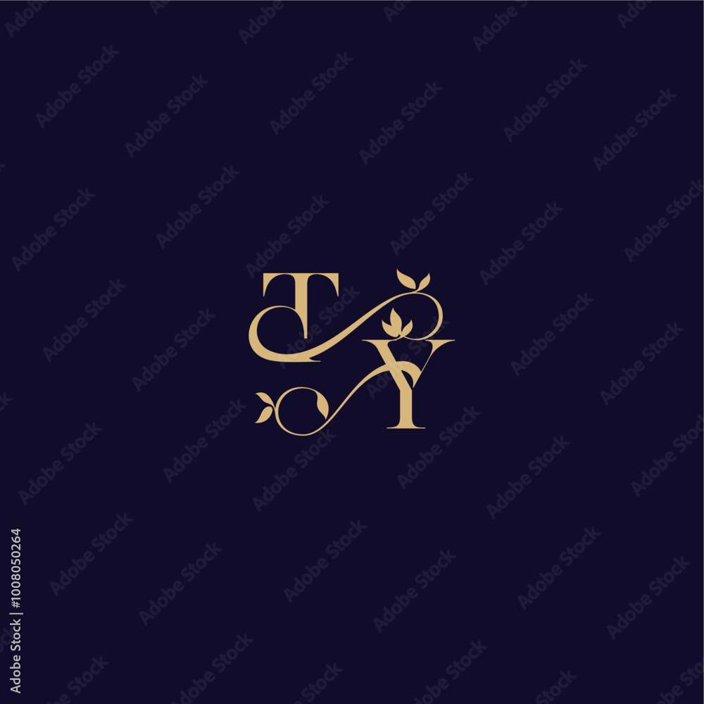 organic and elegant concept TY beauty leaf monogram logo letter wedding initial organic and elegant concept TY beauty leaf monogram logo letter wedding initial