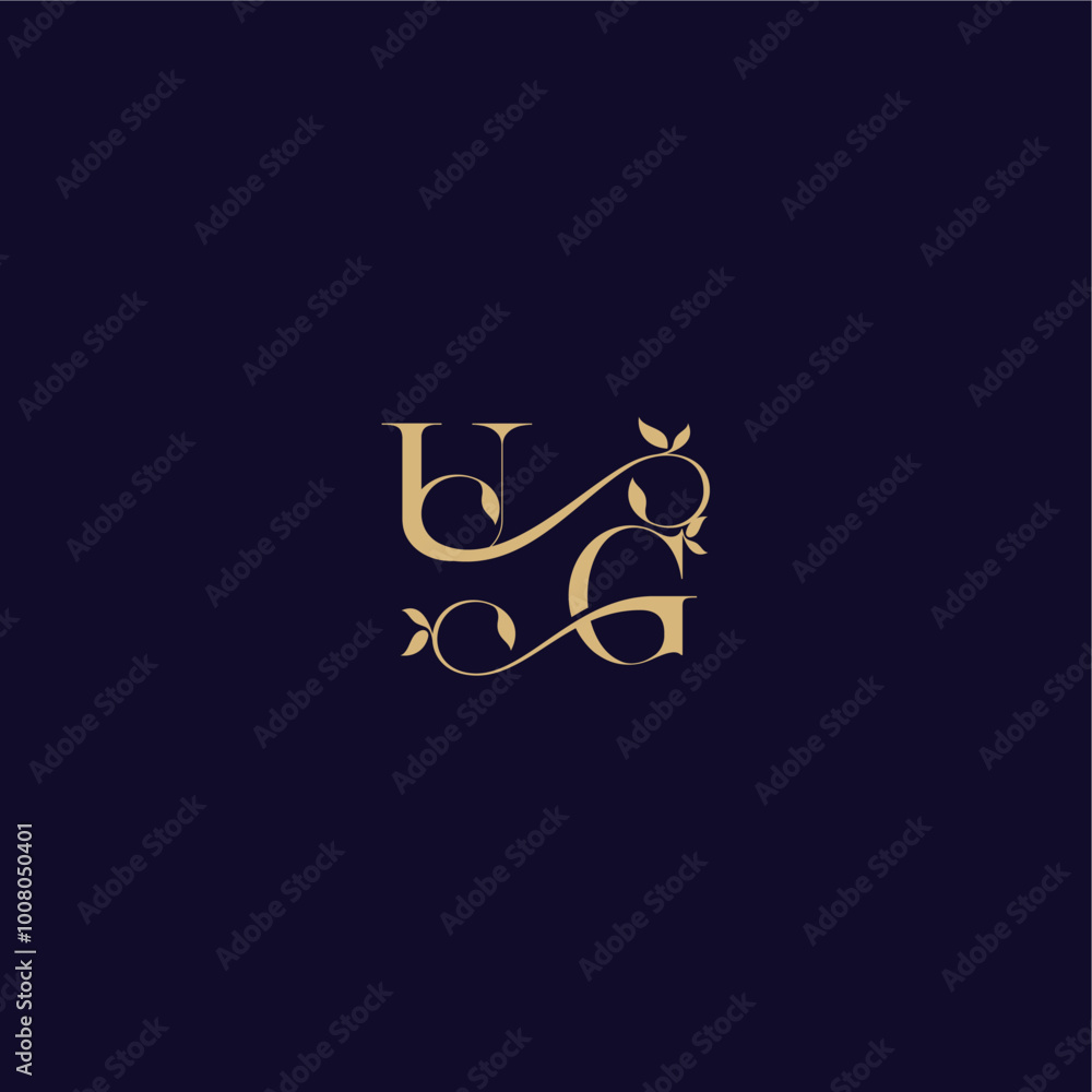 organic and elegant concept UG beauty leaf monogram logo letter wedding initial organic and elegant concept UG beauty leaf monogram logo letter wedding initial