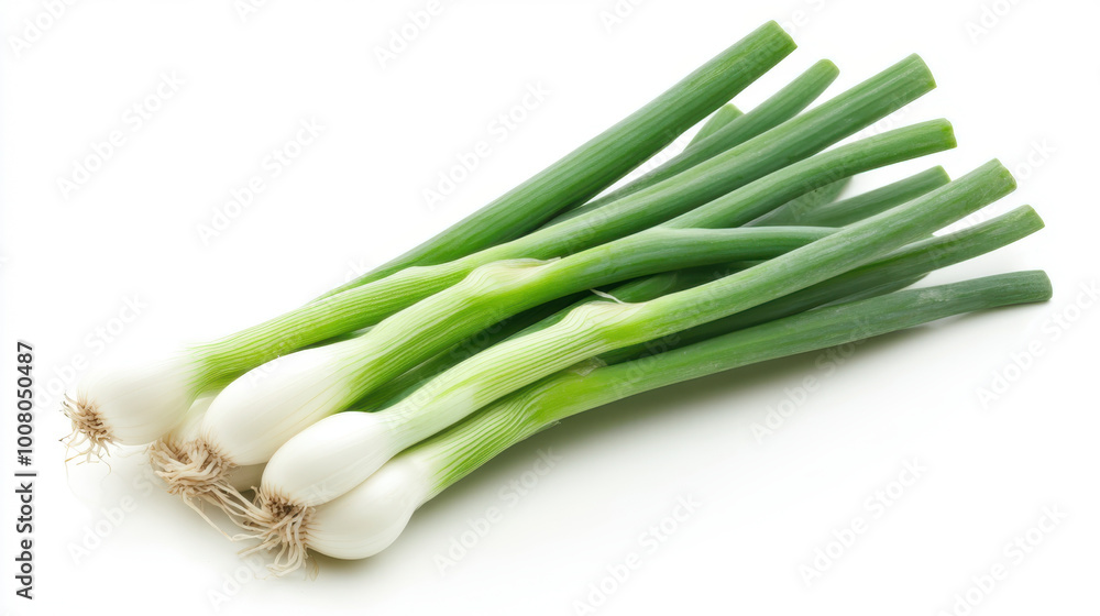 Fresh green onion on white background Fresh green onion on white background