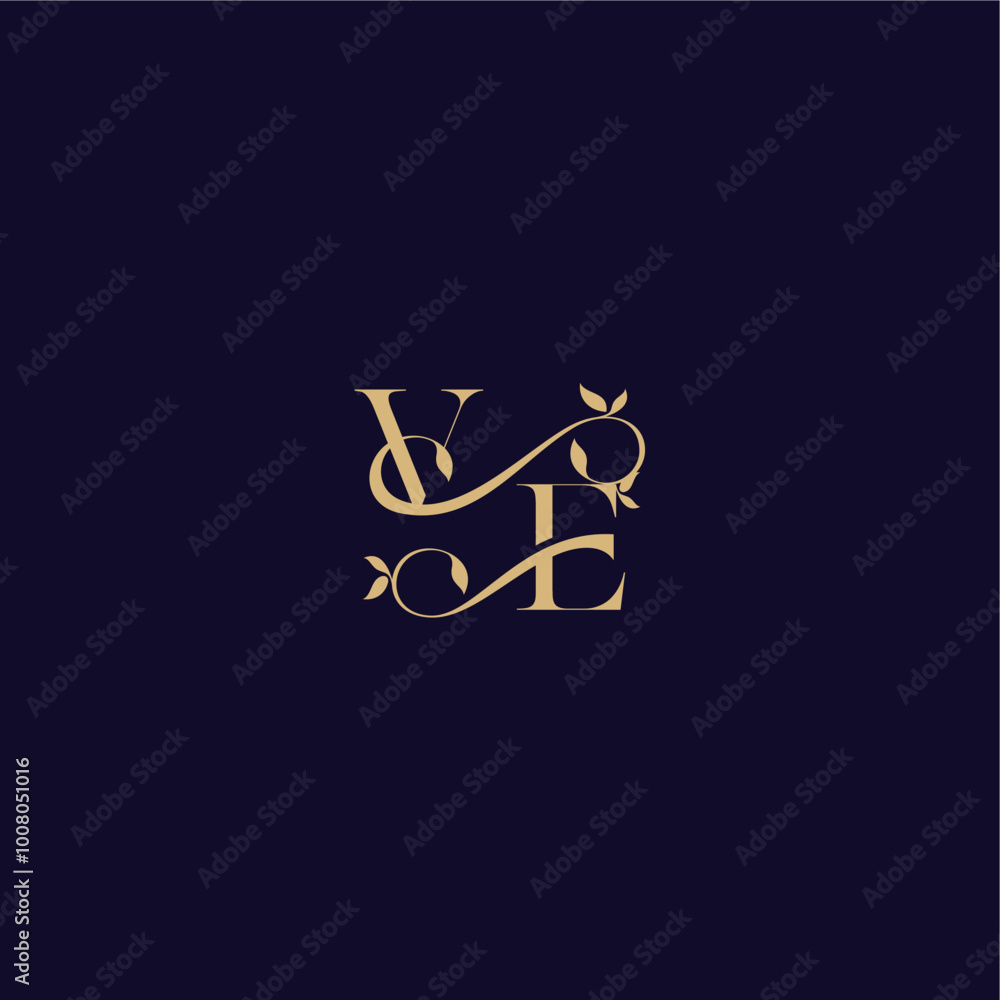 organic and elegant concept VE beauty leaf monogram logo letter wedding initial organic and elegant concept VE beauty leaf monogram logo letter wedding initial