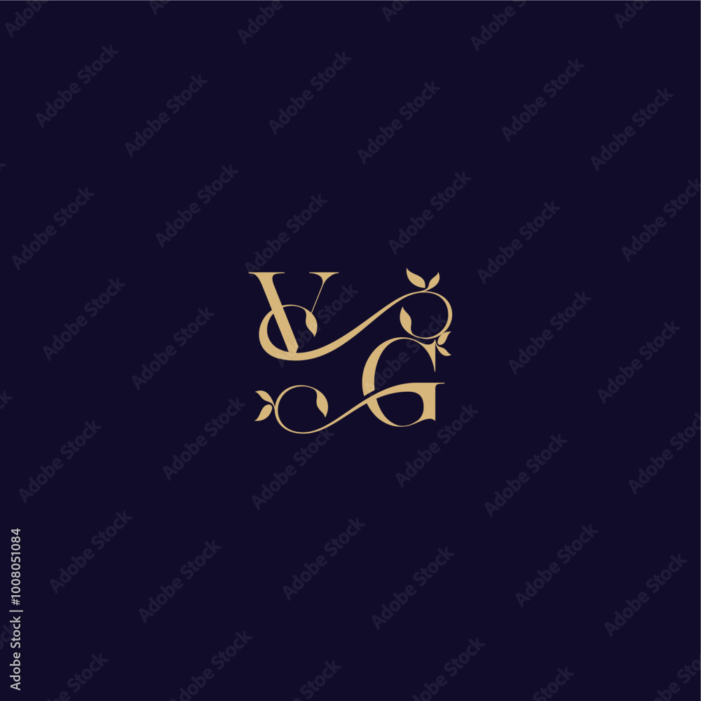 organic and elegant concept VG beauty leaf monogram logo letter wedding initial organic and elegant concept VG beauty leaf monogram logo letter wedding initial