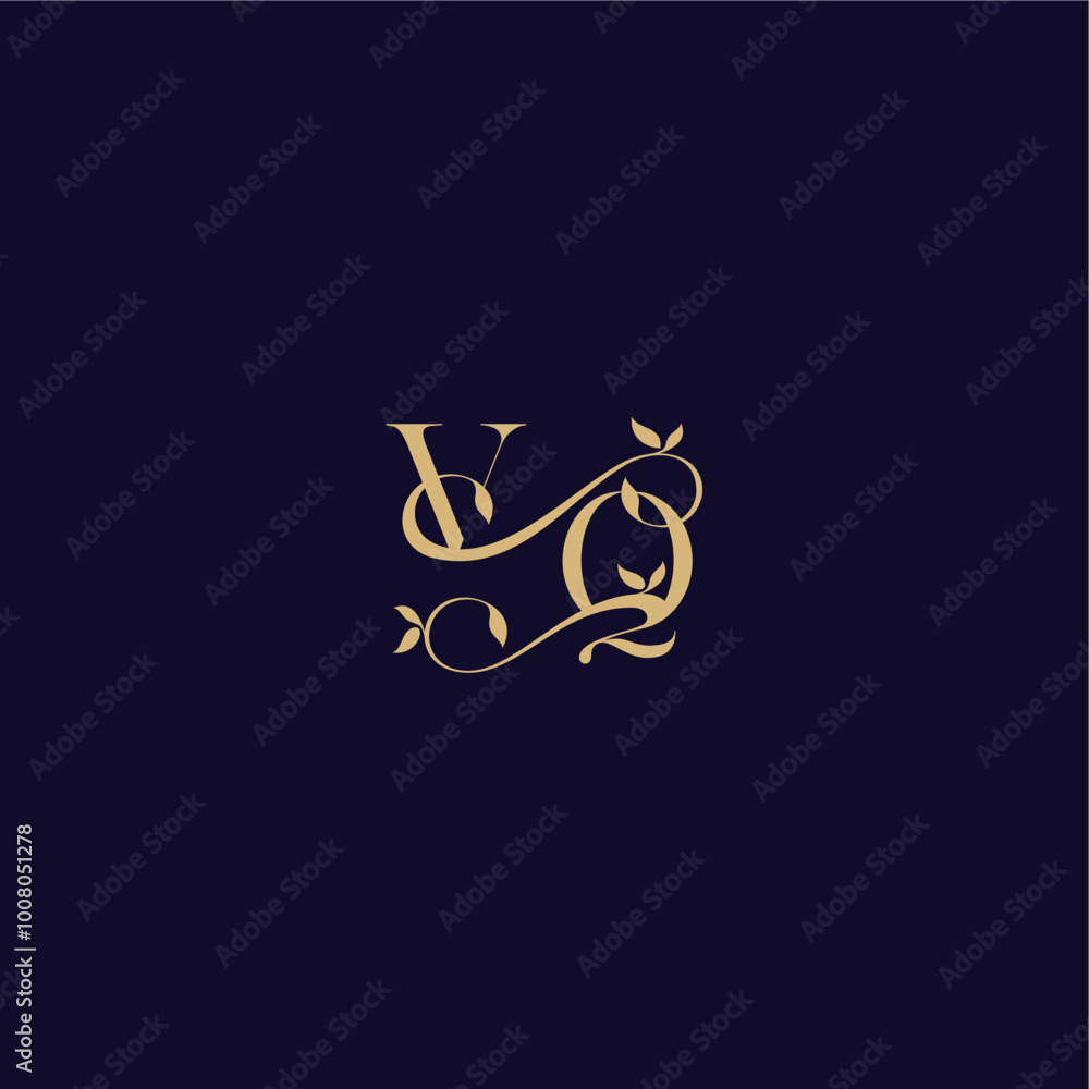 organic and elegant concept VQ beauty leaf monogram logo letter wedding initial organic and elegant concept VQ beauty leaf monogram logo letter wedding initial