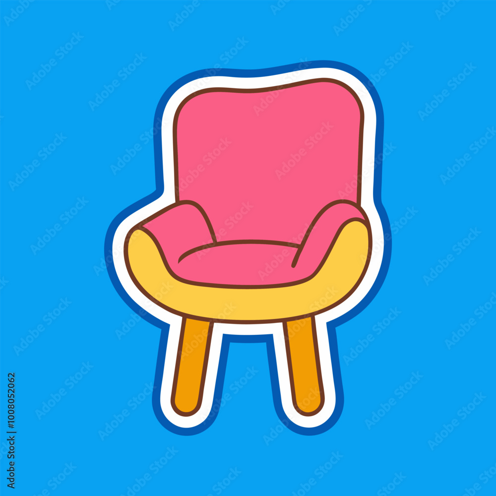 Sticker of a Minimalist Chair with Simple Legs and Bold Lines Sticker of a Minimalist Chair with Simple Legs and Bold Lines