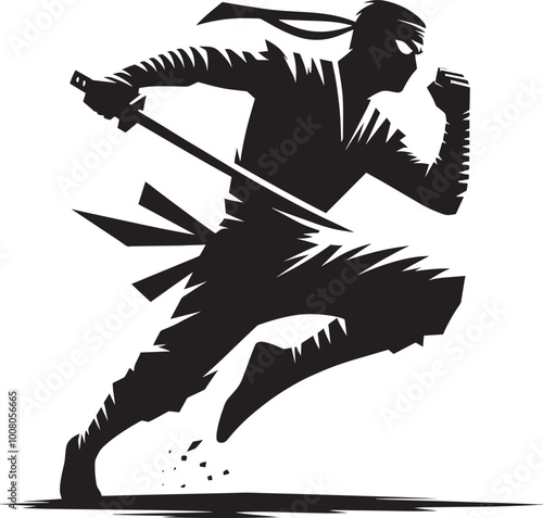 Ninja warrior silhouette vector illustration isolated on a white background photo