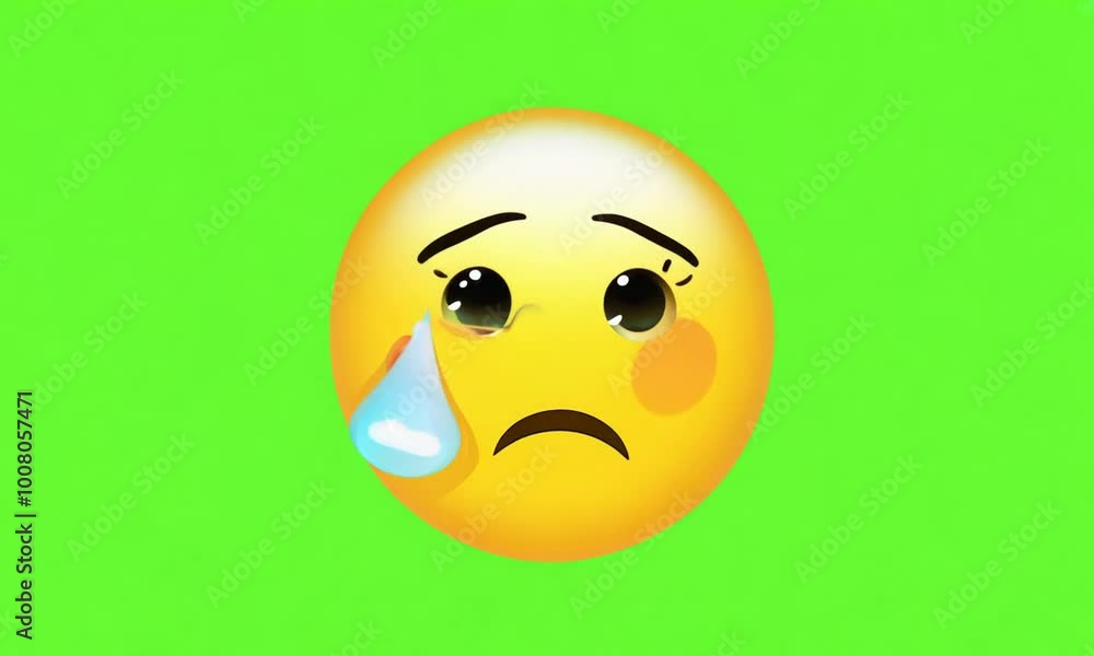 Sad emoji on green screen, Generative AI Sad emoji on green screen, Generative AI