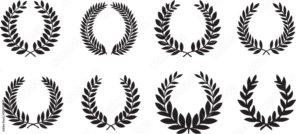 Laurel wreath silhouette vector collection. vector Laurel wreath silhouette vector collection. vector