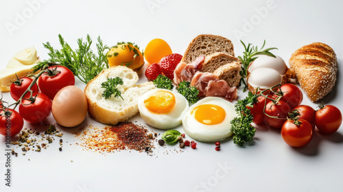 healthy foods on a white background photo