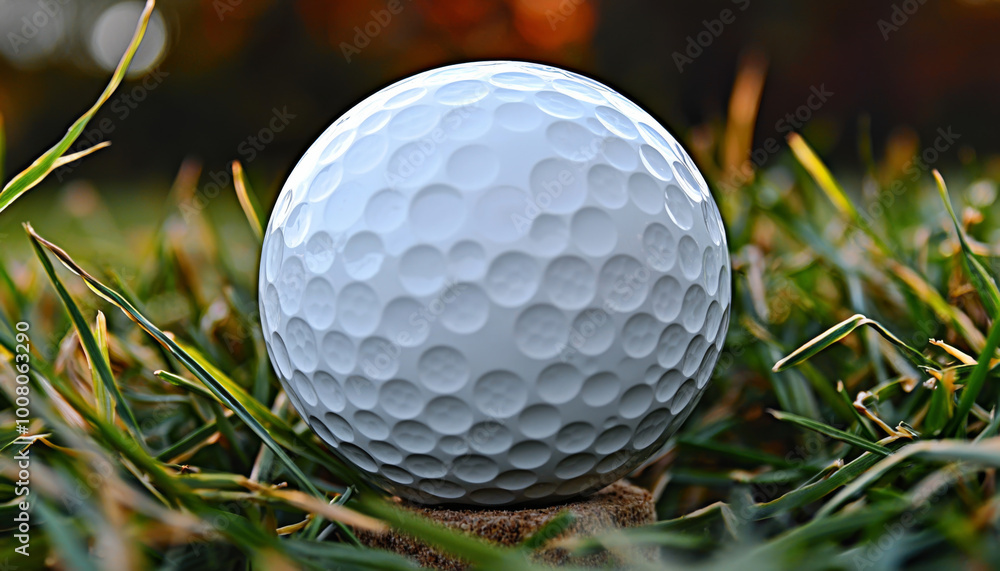 A close-up of a golf ball resting on grass, highlighting its dimpled surface and texture against a blurred natural background. A close-up of a golf ball resting on grass, highlighting its dimpled surface and texture against a blurred natural background.