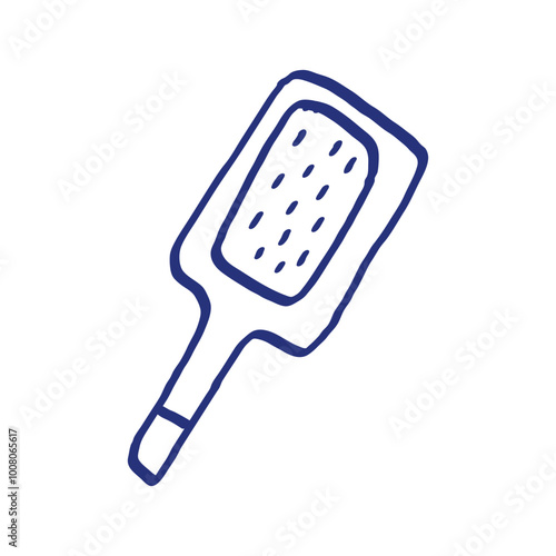 Comb. Hand drawn sketch. Blue pen or marker drawing. Primitive kids picture. Hairdressing equipment. Professional hair dresser tool. Vector illustration. Barber symbol