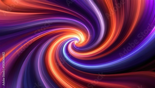 Mesmerizing purple and orange swirling light in a dynamic whirlpool design