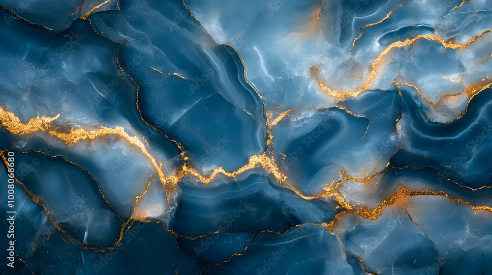 Fototapeta premium Abstract Background With Blue and Gold Marble Texture