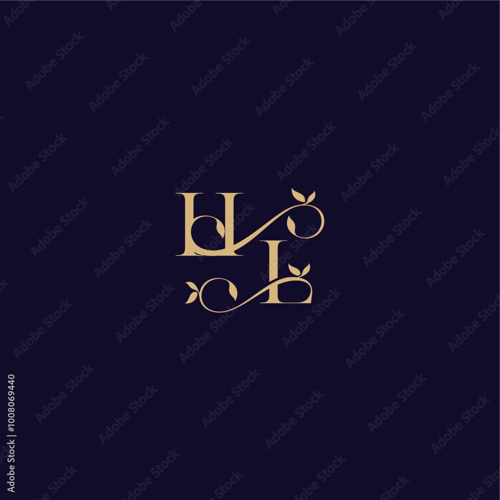 wedding initial beauty leaf monogram logo letter organic and elegant concept HL wedding initial beauty leaf monogram logo letter organic and elegant concept HL