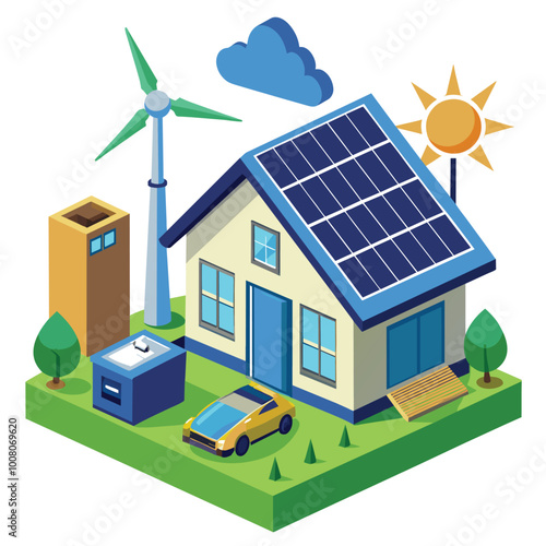 This home features a virtual battery energy storage system solar panels a wind turbine and eco friendly landscaping promoting sustainable living