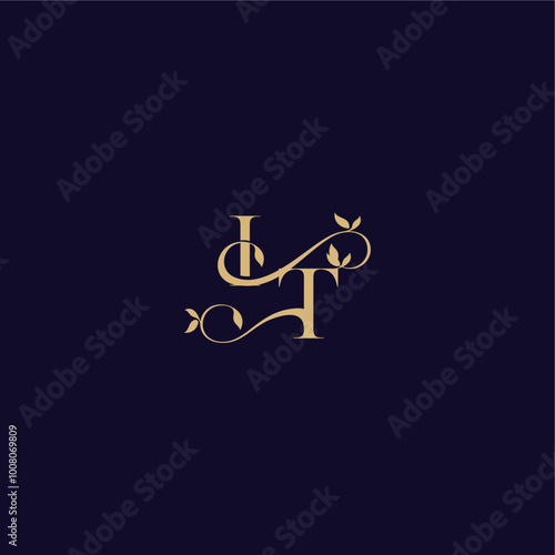 wedding initial beauty leaf monogram logo letter organic and elegant concept IT