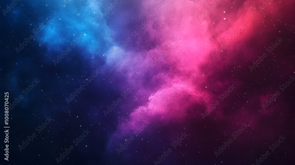 Naklejka premium Vast Cosmic Scene of Colorful Nebulae and Glittering Stars in Dramatic Space Galaxy