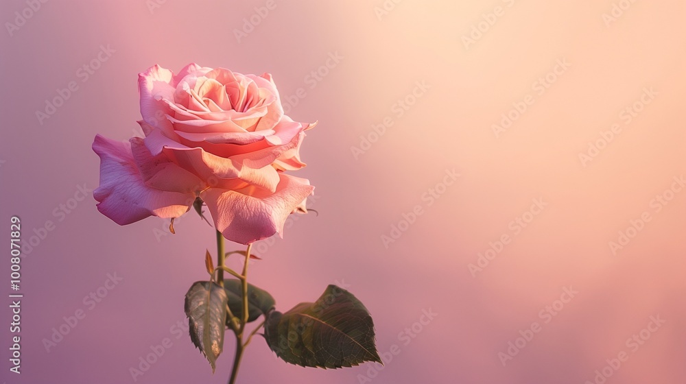 A single, beautiful rose on a soft, romantic gradient backdrop. A single, beautiful rose on a soft, romantic gradient backdrop.