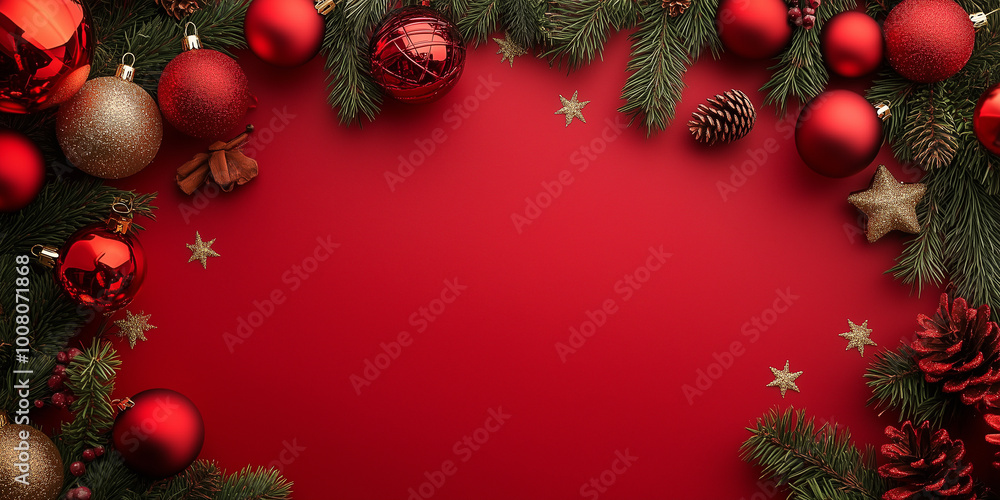Weihnachtskarte Banner mit schöner Weihnachtsdekoration. Platz für eigenenen Text. Werbebanner oder Poster Weihnachtskarte Banner mit schöner Weihnachtsdekoration. Platz für eigenenen Text. Werbebanner oder Poster
