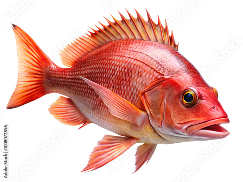 Red Emperor Snapper fish swiming isolated on a transparent background photo