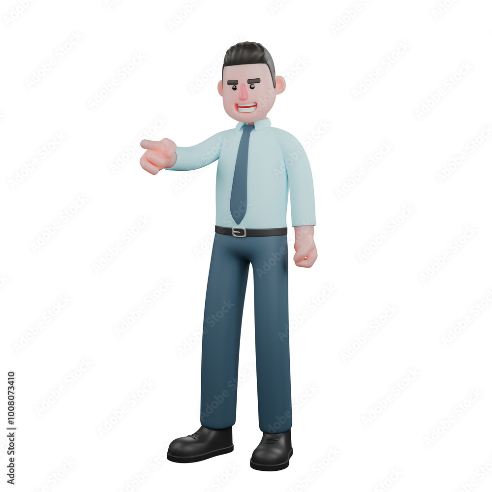 3D Model of Cartoon Financial Analyst. A male financial analyst stands with his right hand pointing forward. Market Research Expert 3D Model of Cartoon Financial Analyst. A male financial analyst stands with his right hand pointing forward. Market Research Expert