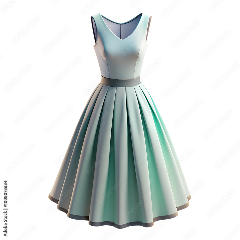 Green dress, front view on a transparent background Green dress, front view on a transparent background