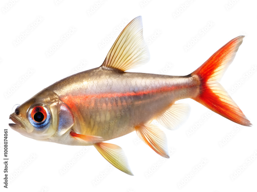 Rummy-nose Tetra (fish) swimming, isolated on a transparent background Rummy-nose Tetra (fish) swimming, isolated on a transparent background