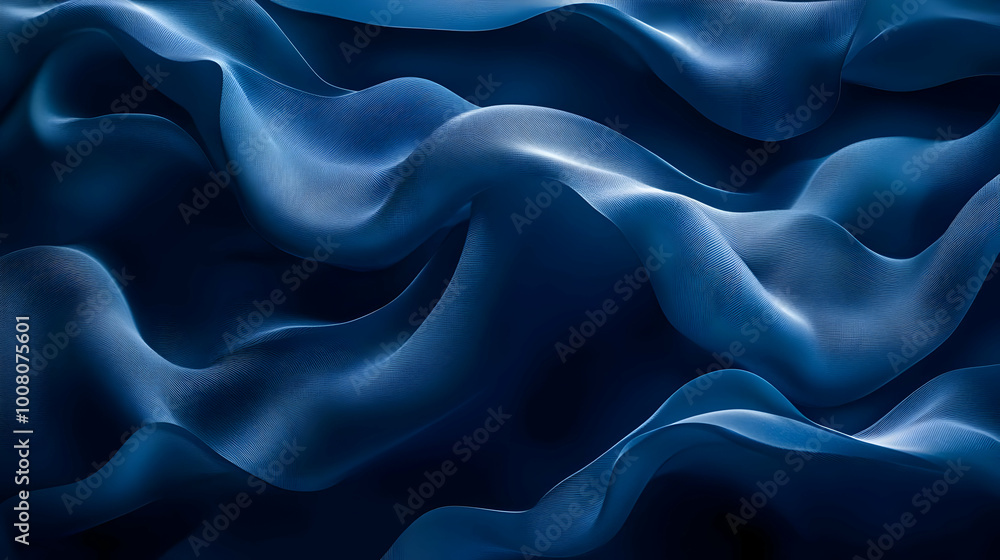 Fototapeta premium Abstract Blue Wavy 3D Background