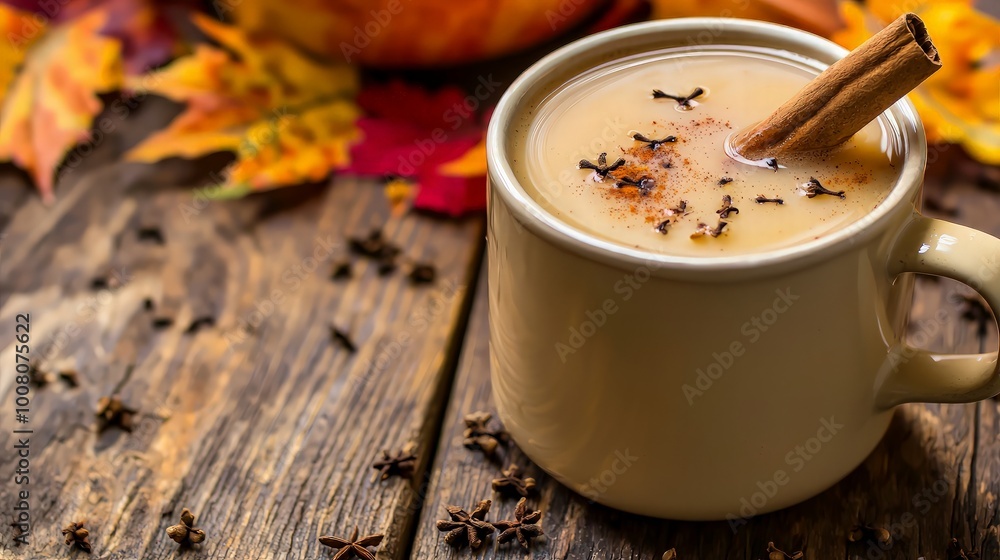 Warm Pumpkin Spice Latte with Cinnamon Stick Warm Pumpkin Spice Latte with Cinnamon Stick