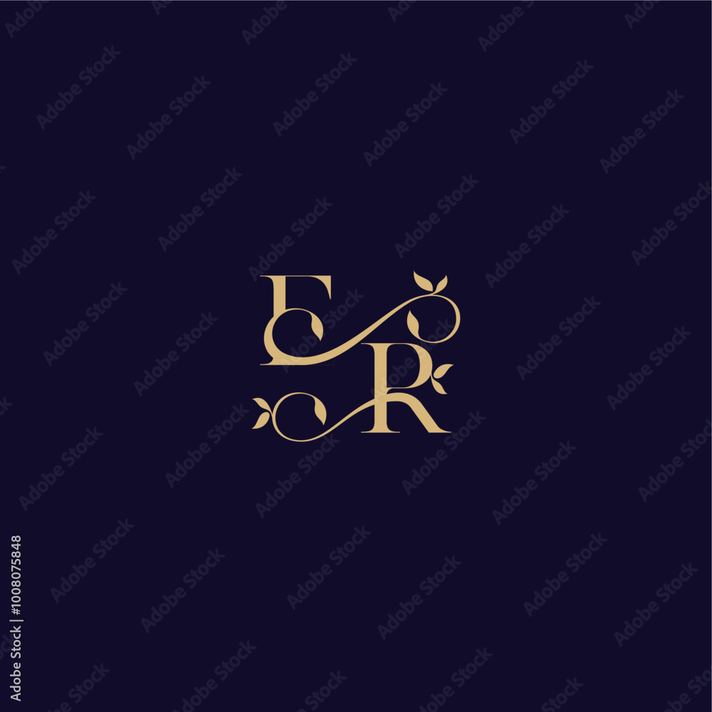 wedding initial ER organic and elegant concept beauty leaf monogram logo letter wedding initial ER organic and elegant concept beauty leaf monogram logo letter