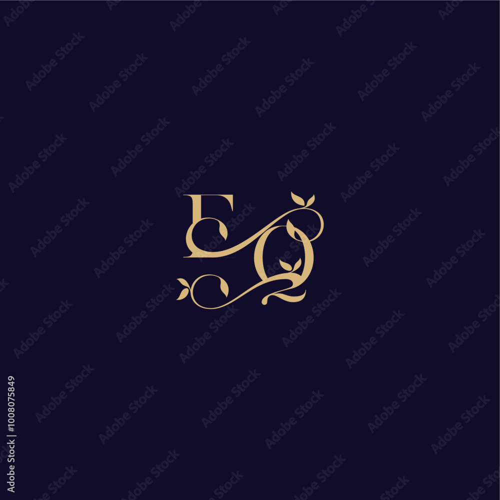 wedding initial EQ organic and elegant concept beauty leaf monogram logo letter wedding initial EQ organic and elegant concept beauty leaf monogram logo letter