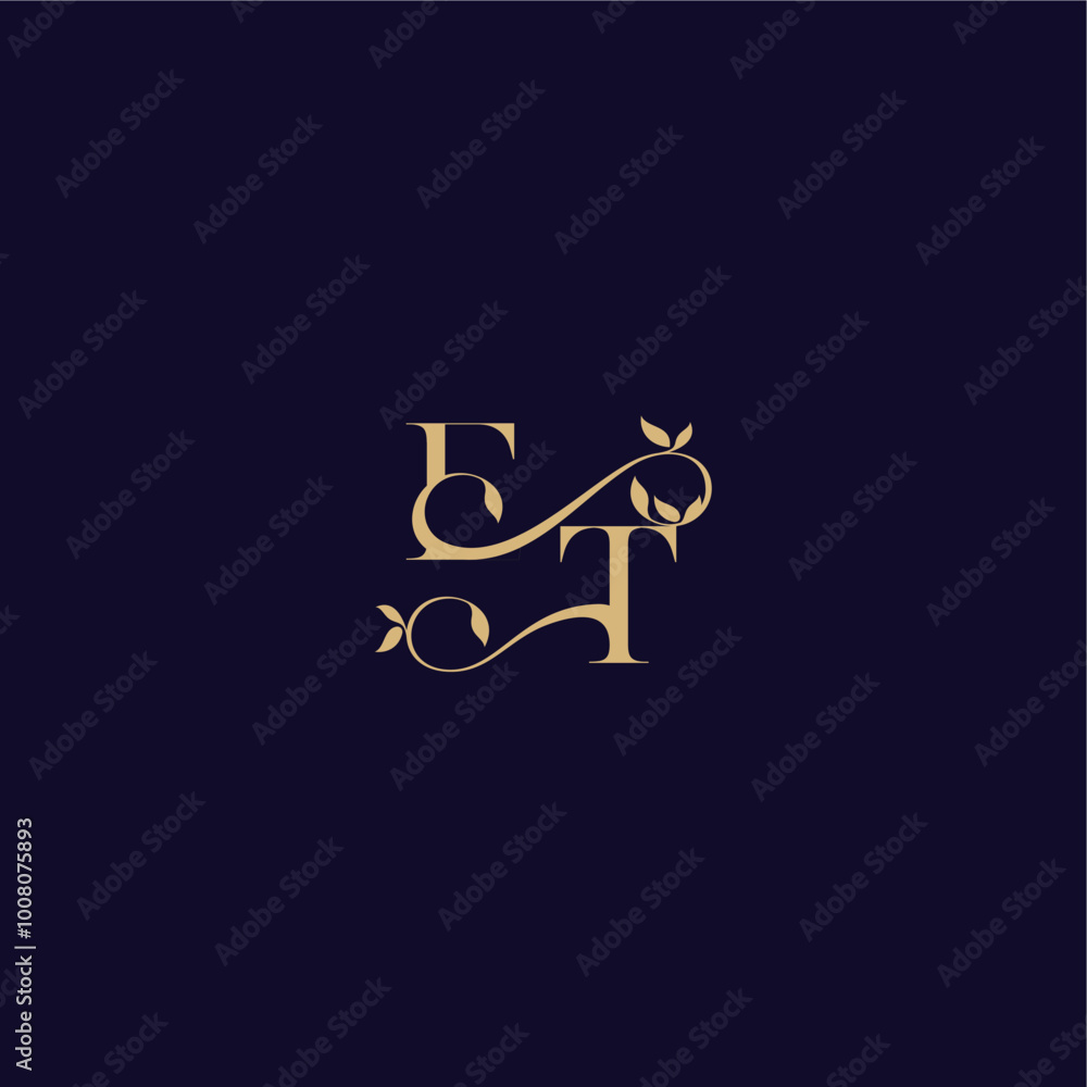 wedding initial ET organic and elegant concept beauty leaf monogram logo letter wedding initial ET organic and elegant concept beauty leaf monogram logo letter