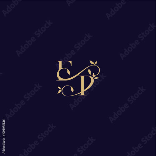 wedding initial EP organic and elegant concept beauty leaf monogram logo letter