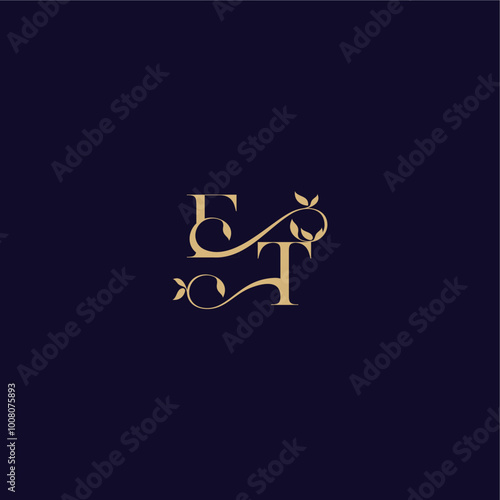 wedding initial ET organic and elegant concept beauty leaf monogram logo letter