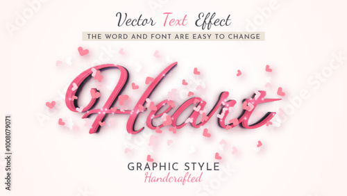 Heart Editable Text Effect, Graphic Style