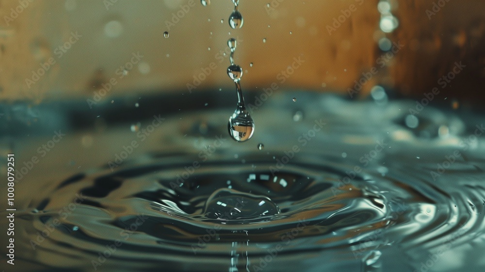 A single crystal-clear drop of water suspended mid-air. A single crystal-clear drop of water suspended mid-air.