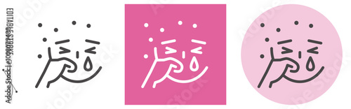 花粉症、目のかゆみ、涙｜ライン・アイコン　[線の編集可能]