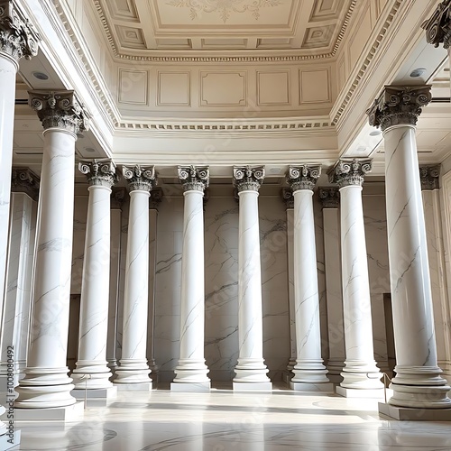 Its classical design  which evokes a sense of elegance and history  and its columns of white marble