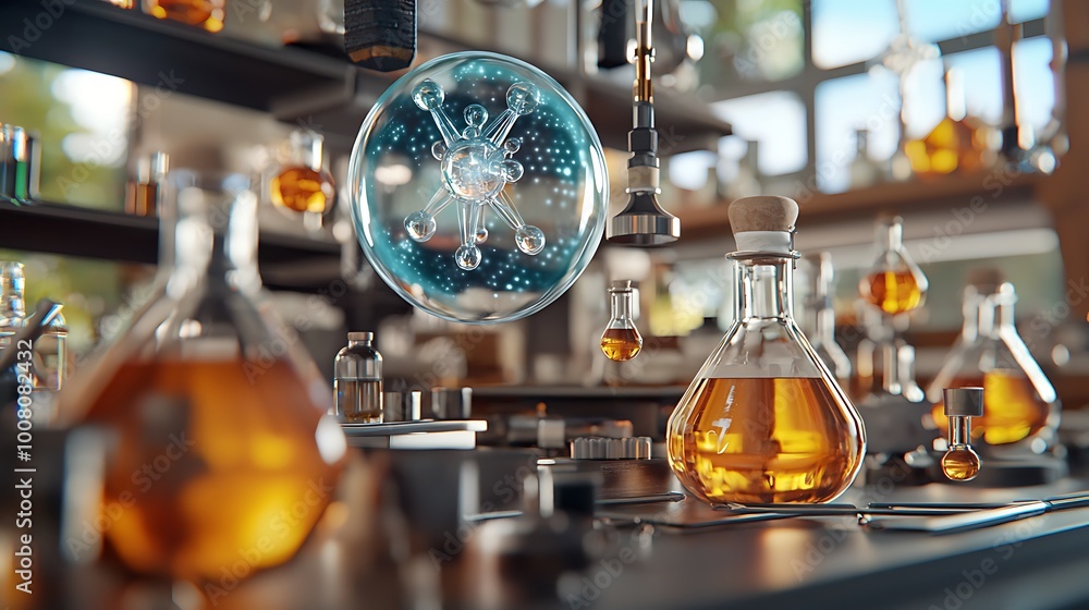 Glassware clinks softly in a laboratory, where molecular structures reveal the secrets of scientific discovery. Glassware clinks softly in a laboratory, where molecular structures reveal the secrets of scientific discovery.