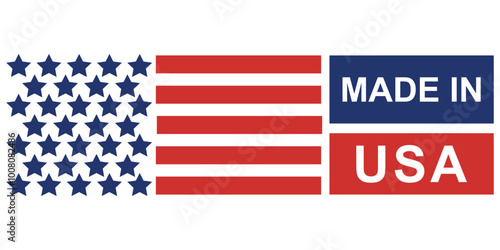 made in usa flag suitable for commerce business. badge, seal, sticker, logo