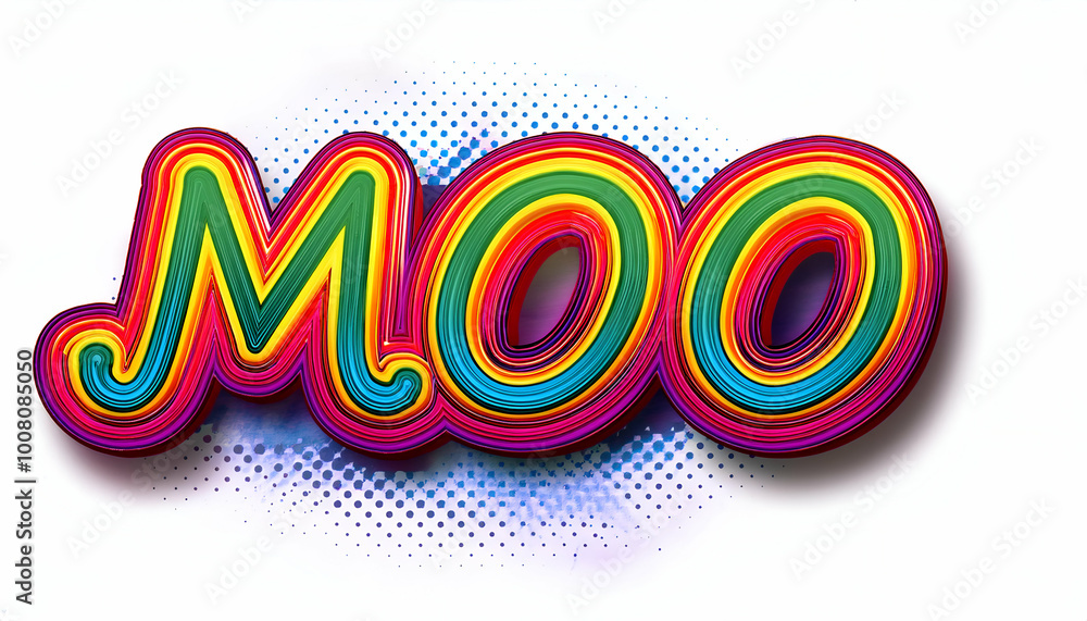Obraz premium word MOO text made Comic Book Style Flashy Colors