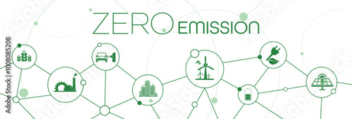zero emission sign on white background	