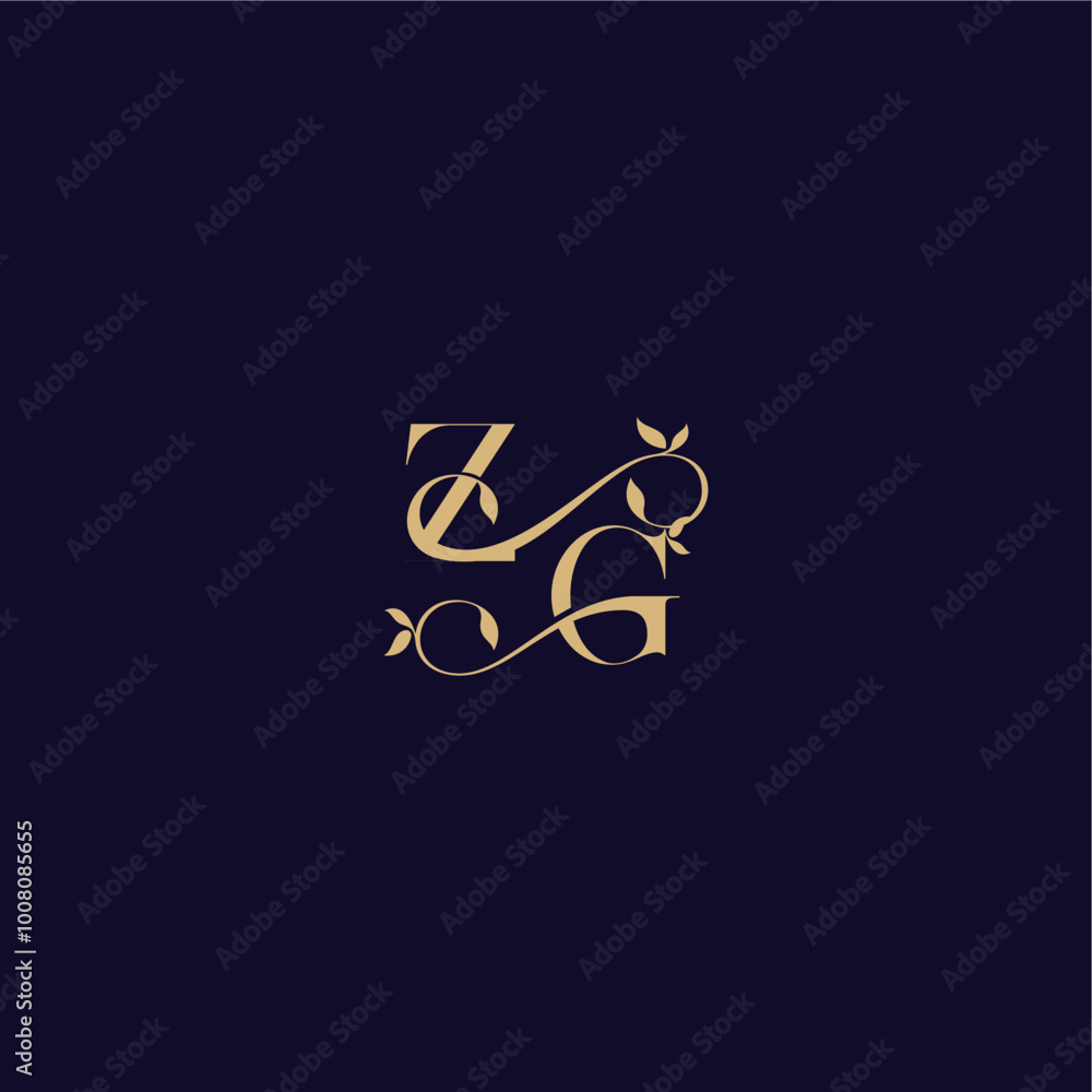 ZG letter organic and elegant concept wedding initial beauty leaf monogram logo ZG letter organic and elegant concept wedding initial beauty leaf monogram logo