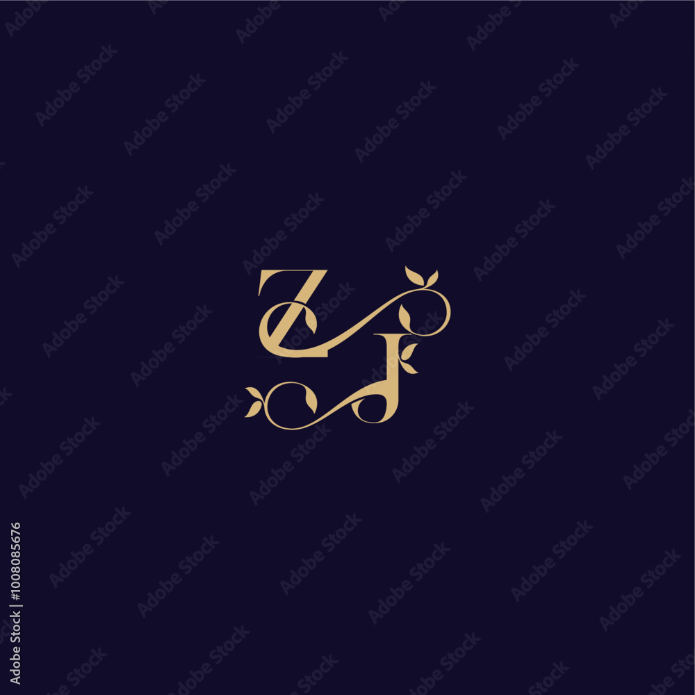 ZJ letter organic and elegant concept wedding initial beauty leaf monogram logo ZJ letter organic and elegant concept wedding initial beauty leaf monogram logo